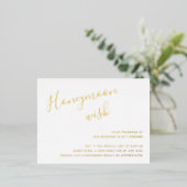 Gold Foil Honeymoon wish Wedding Enclosure Kaart (Staand Voorkant)