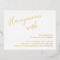 Gold Foil Honeymoon wish Wedding Enclosure Kaart