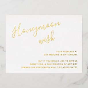 Gold Foil Honeymoon wish Wedding Enclosure Kaart