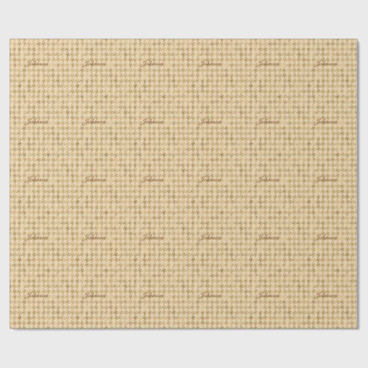 Gold Foil Houndstooth Monogramed Kerstmis Cadeaupapier (Vlak)