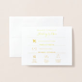Gold Foil Icons Wedding Weekend Itinerary Kaart (Voorkant met envelop)