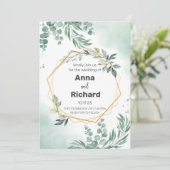 Gold Foil Invitation, neutraal Floral Wedding Kaart (Staand voorkant)