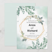 Gold Foil Invitation, neutraal Floral Wedding Kaart (Voorkant / Achterkant)