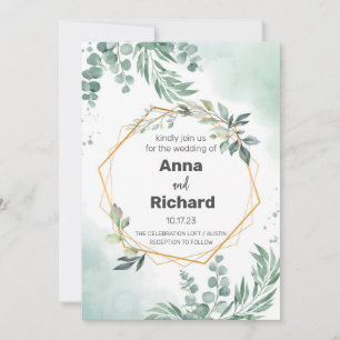 Gold Foil Invitation, neutraal Floral Wedding Kaart