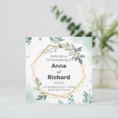 Gold Foil Invitation, neutraal Floral Wedding Kaart (Staand voorkant)