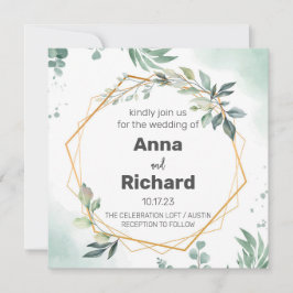 Gold Foil Invitation, neutraal Floral Wedding Kaart
