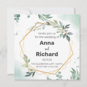 Gold Foil Invitation, neutraal Floral Wedding Kaart
