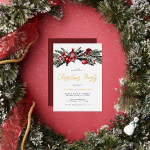 Gold Foil Jaarlijks Corporate Kantoor Kerstfeest Folie Uitnodiging