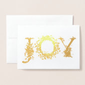 Gold Foil Joy Flowers Floral kerstmis Kaart (Voorkant met envelop)