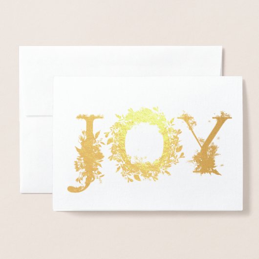 Gold Foil Joy Flowers Floral kerstmis Kaart (Voorkant met envelop)