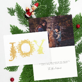 Gold Foil Joy Flowers Floral kerstmis Kaart