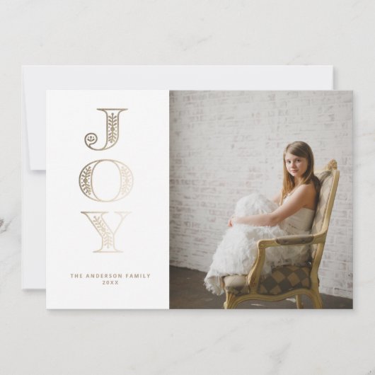 Gold Foil JOY kerstkaart Kaart (Voorkant)