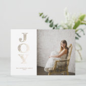 Gold Foil JOY kerstkaart Kaart (Staand voorkant)