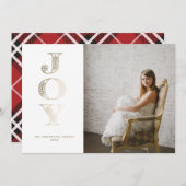 Gold Foil JOY kerstkaart Kaart (Voorkant / Achterkant)