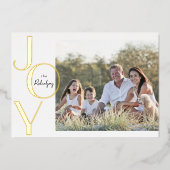 Gold Foil Joy minimalistisch moderne kerst Folie Feestdagenkaart (Voorkant)