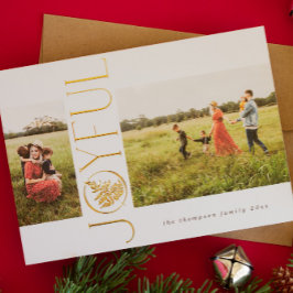 Gold Foil Joyful Fern Holiday-fotokaart Folie Feestdagenkaart