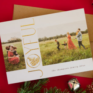 Gold Foil Joyful Fern Holiday-fotokaart Folie Feestdagenkaart