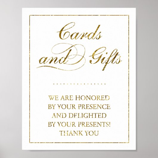 Gold Foil Kaarten en cadeaubonnen voor bruiloft Poster (Voorkant)