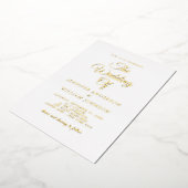Gold Foil kalligrafie Eenvoudige elegante witte Fo Folie Uitnodiging (Gedraaid)