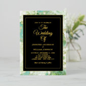 Gold Foil kalligrafie Elegant Green Waterverf Ink Folie Uitnodiging (Staand Voorkant)