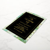 Gold Foil kalligrafie Elegant Green Waterverf Ink Folie Uitnodiging (Gedraaid)