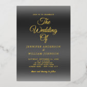 Gold Foil kalligrafie Elegant Simple Black Folie Uitnodiging (Voorkant)