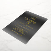 Gold Foil kalligrafie Elegant Simple Black Folie Uitnodiging (Gedraaid)