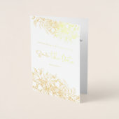 Gold Foil kalligrafie Floral Photo Save the Date Folie Kaarten (Voorkant)
