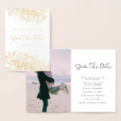 Gold Foil kalligrafie Floral Photo Save the Date Folie Kaarten (Display)