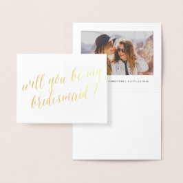 Gold Foil kalligrafie Foto's Mijn Bridesmaïde foto Folie Kaarten