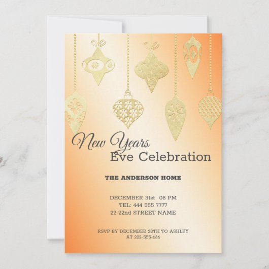 Gold Foil kerstballen Kaart (Voorkant)