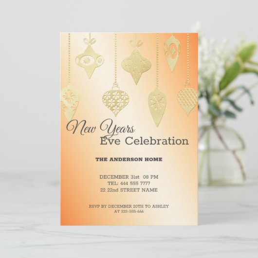 Gold Foil kerstballen Kaart (Staand voorkant)