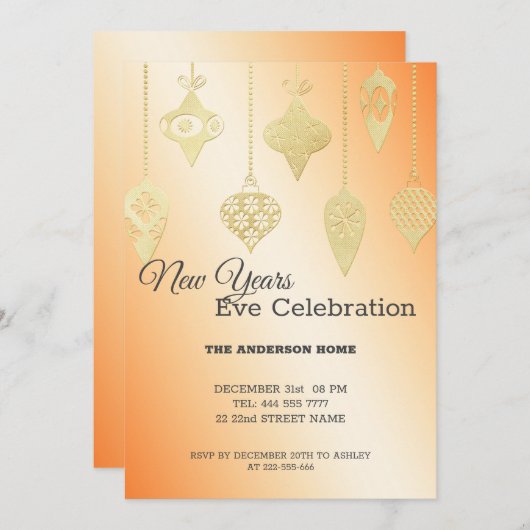 Gold Foil kerstballen Kaart (Voorkant / Achterkant)