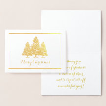 Gold Foil Kerstbomen Vrolijke kerst Kaart