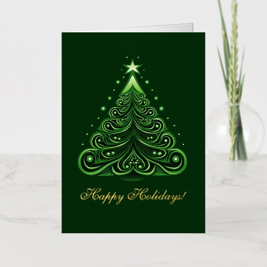 Gold Foil Kerstboom Vakantie Kaart (Voorkant)