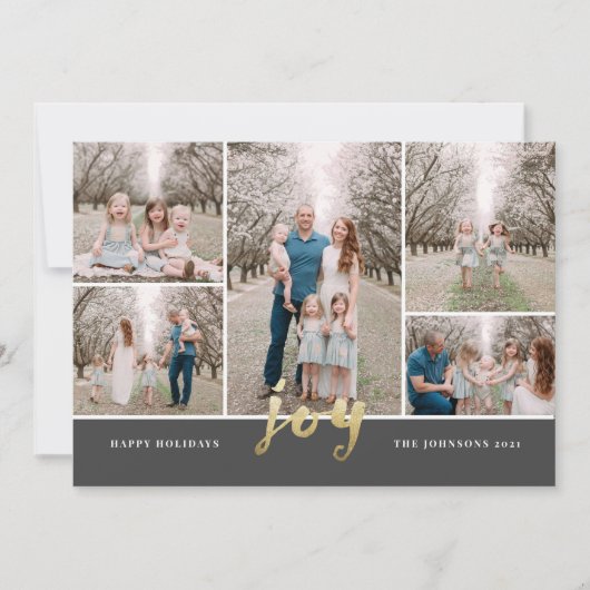 Gold Foil kerstcadeautje Collage Flat Holiday-kaar Feestdagenkaart (Voorkant)