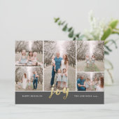 Gold Foil kerstcadeautje Collage Flat Holiday-kaar Feestdagenkaart (Staand voorkant)