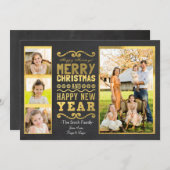 Gold Foil-kerstfotokaart Feestdagenkaart (Voorkant / Achterkant)