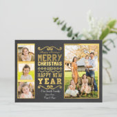 Gold Foil-kerstfotokaart Feestdagenkaart (Staand voorkant)
