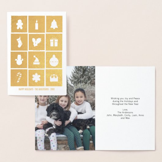 Gold Foil Kersti Icons Holiday Greeting Kaart (Display)