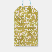 Gold Foil Kerstmis en familie woord typografie Cadeaulabel (Voorkant)