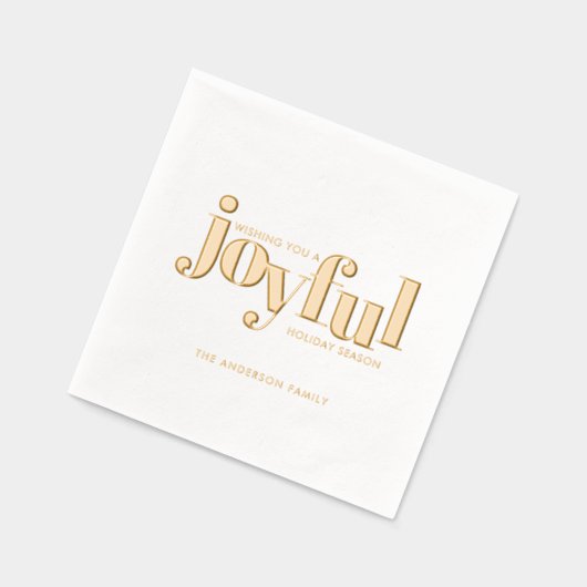 Gold Foil Kerstvakantie vrolijke typografie Folie Servetten (Links)