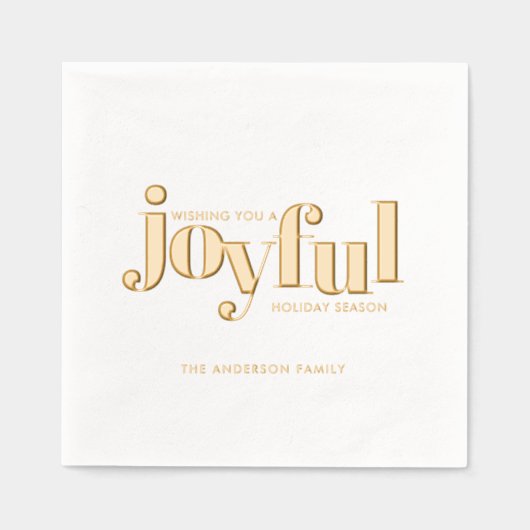 Gold Foil Kerstvakantie vrolijke typografie Folie Servetten (Voorkant)