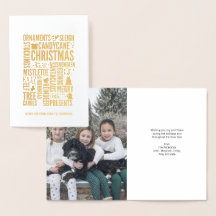 Gold Foil Kerstwoorden Holiday Greeting Kaart