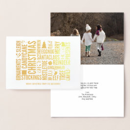 Gold Foil Kerstwoorden Holiday Greeting Kaart