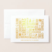 Gold Foil Kerstwoorden Holiday Greeting Kaart (Voorkant met envelop)