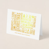 Gold Foil Kerstwoorden Holiday Greeting Kaart (Voorkant)