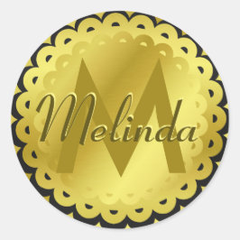 Gold Foil Kijk Monogram Seal Ronde Sticker
