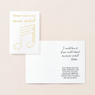 Gold Foil "Kom alsjeblieft naar mijn muziekrecital Folie Kaarten