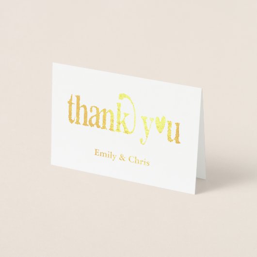 Gold Foil | Kute kalligrafie Foto bedankt Folie Kaarten (Voorkant)